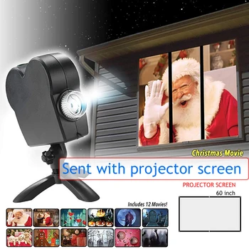 

12 Movies Projector Lamp Window Display Laser DJ Stage Lamp Christmas Spotlights Projector Wonderland Halloween Party Lights