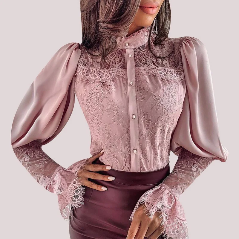 Cysincos, шифоновые блузки для женщин, осень, модная розовая рубашка с длинным рукавом и v-образным вырезом, офисная блуза, облегающие повседневные топы для женщин размера плюс