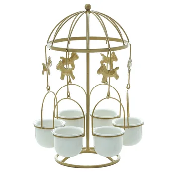 

Ceramic Succulent Flower Pots with Iron Shelves Fashion Combination Flower Pot Iron Frame Set Merry-go-Round Iron FP8