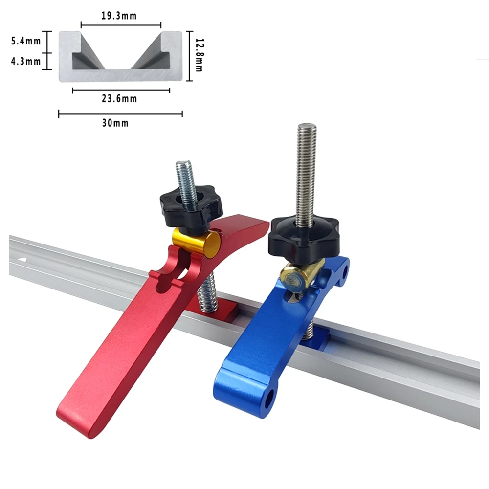 Woodworking T Slot Block Clamp Carpentry Pressboard Clamp Kit Multi-Purpose T Track Clamp Positioning Limiter Miter Clip Device