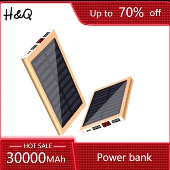 

Solar Power Bank External Battery 2 USB LED 30000mah Powerbank Portable Mobile phone Solar Charger for Xiaomi mi iphone XS 8plus