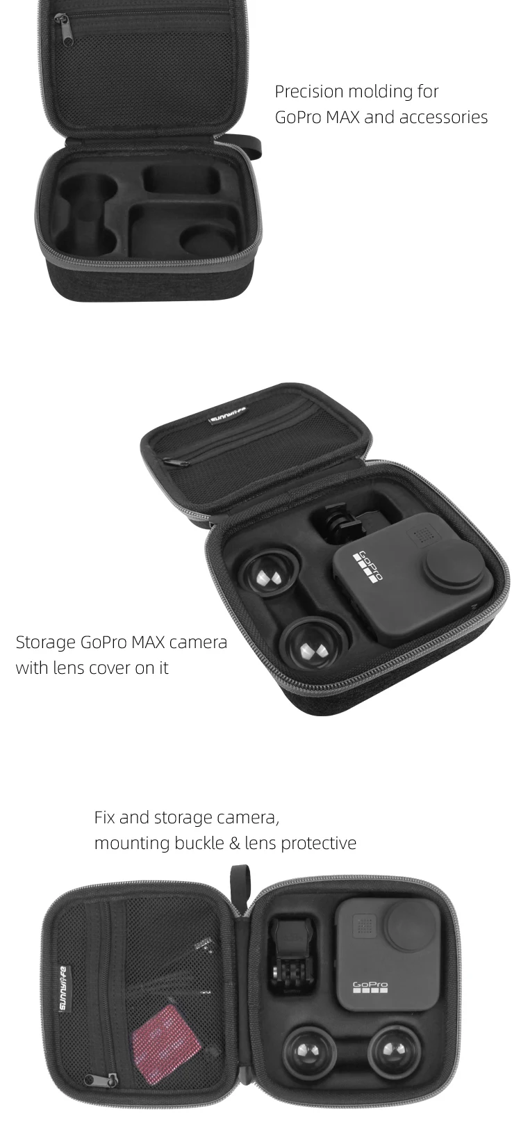 Чехол для переноски для GoPro Max Защитная Противоударная сумка для хранения объектива камеры с ремешком против потери для GoPro Max аксессуары