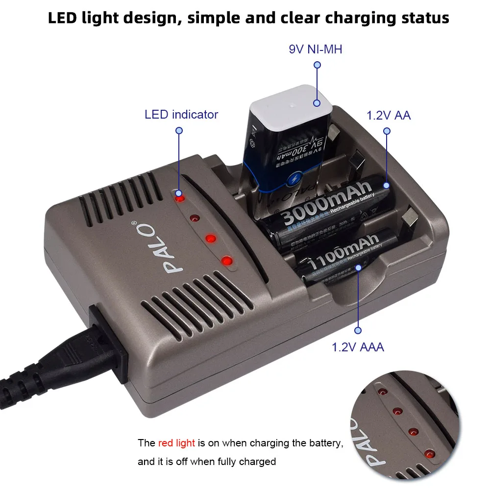 9V NiMH Rechargeable Battery + LED Indicator Smart Charger For Multimeter Microphone Remote Control KTV Use Crown Krone rechargeable nickel metal hydride batteries battery charger