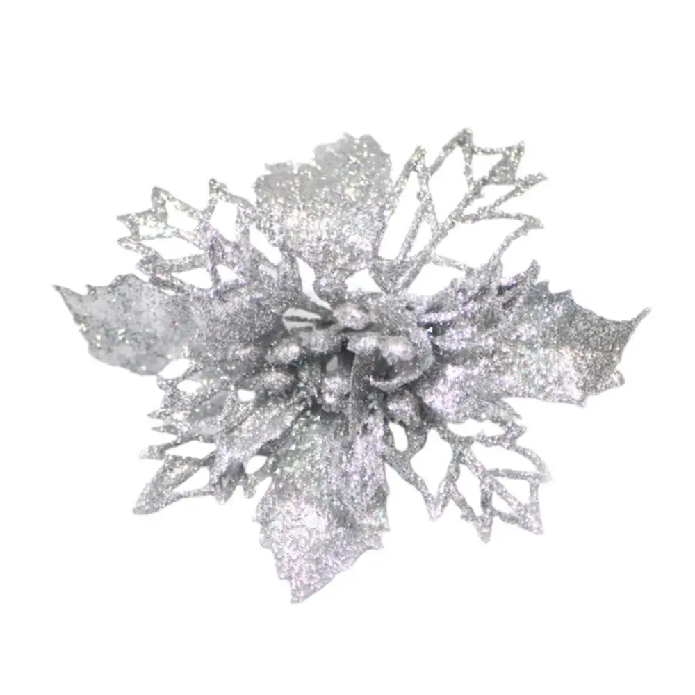 KITPIPI, искусственные рождественские цветы, блестящий искусственный цветок, веселое Рождественское дерево, украшения для, подарок, Рождественское украшение - Цвет: B