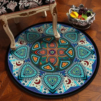 

3D Printed Bohemian Mandala Round Carpet National Style Retro Floor Carpet For Living Room Bedroom Kitchen Garden Picnic Mat Rug