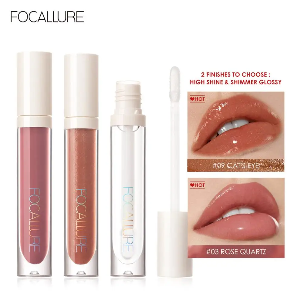 Lip Gloss Lip Makeup FOCALLURE PLUMPMAX Nourise Lip Glow Dewy Glossy Lip Care High Shine Not Sticky Refreshing Shimmer Gloss Lips Makeup