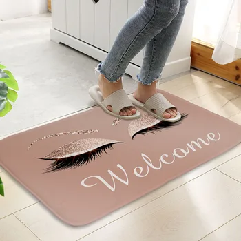 

40*60cm Absorbent Non-Slip Bath Mats For Bathroom Kitchen Anti-Slip Carpet Soft Water Absorption Rug SD Cartoon Eyelash Door Mat