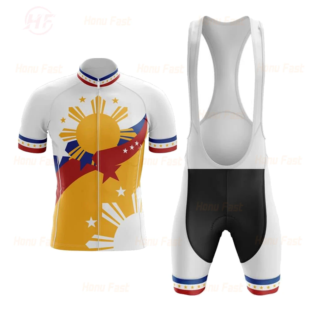 PHILIPPINES Short Sleeve Breathable Cycling Jersey Set MTB Maillot Ciclismo Hombre Bike Cycling Clothing Bib Shorts Gel Pad