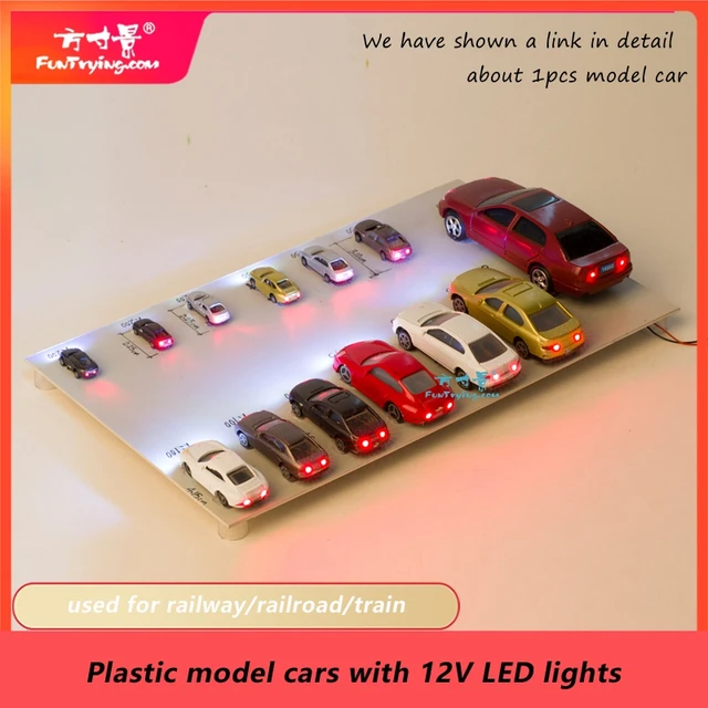 Voitures miniatures avec lumières LED, voiture en plastique, chemin de fer,  chemin de fer, train, ensemble de disposition de paysage de construction,  modèle 00-N, échelle 1:87 Ho, 12V, 5 pièces, 10 pièces - AliExpress