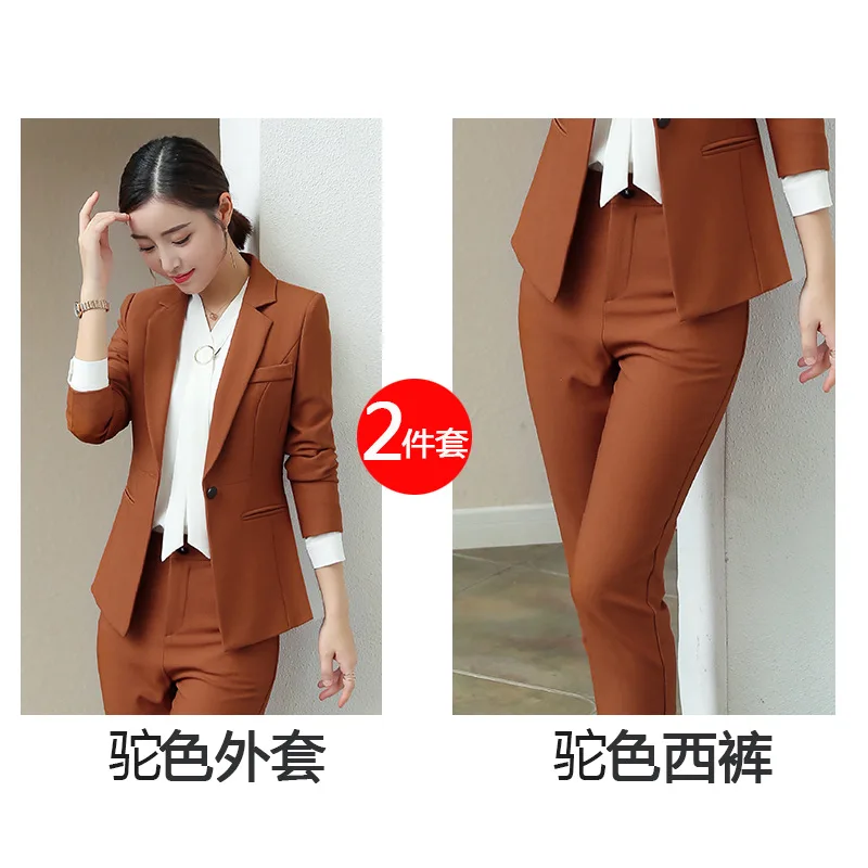Pants two-piece suit Осенний и зимний женский костюм модный тонкий профессиональная одежда повседневные тонкие брюки женский костюм из двух предметов - Цвет: Pants two-piece suit