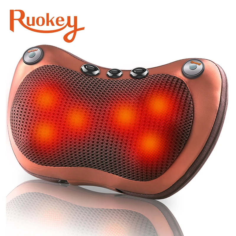 Electric Relaxation Massage Pillow Vibrator Neck Shoulder Back Heating Kneading Infrared therapy Massager | Красота и здоровье