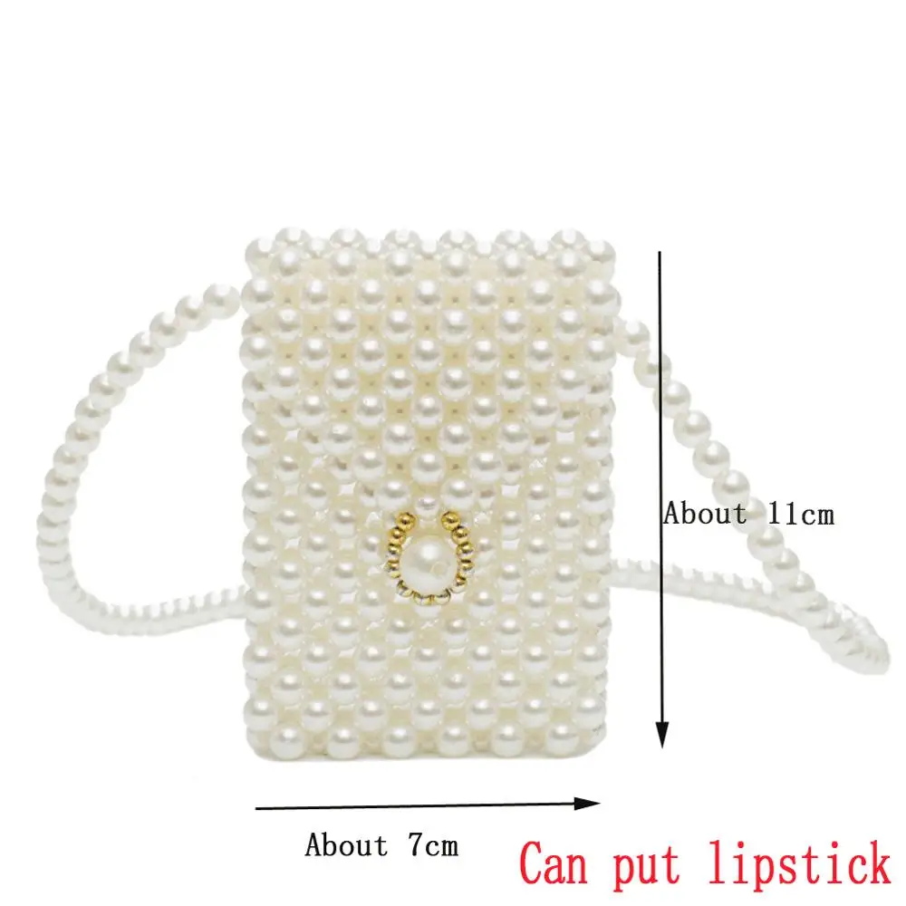mini shoulder bag Жемчужная сумка, украшенная бисером, женские вечерние, винтажные, акриловые, пластиковые, лето, роскошный бренд, белая сумка для телефона, дамская сумочка, клатч - Цвет: mini shoulder bag