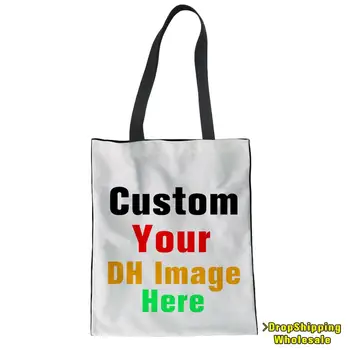 

Women Shopping Folding Ecobag Black Tote Custom Canvas Handbag Student Shoulder Travel Beach Bolsa De Lona Dropshipping 2020