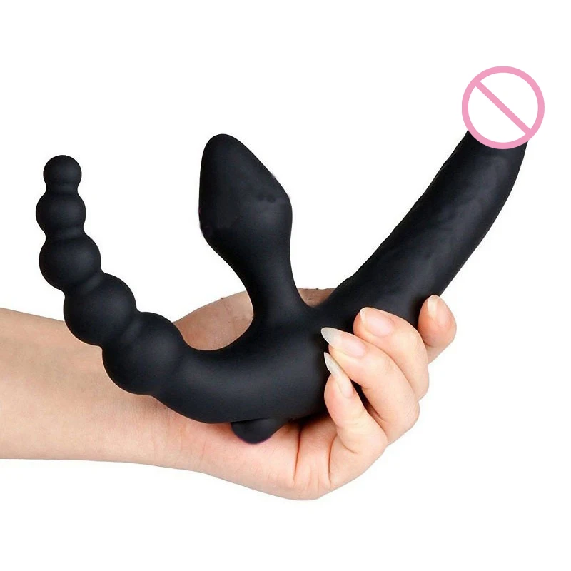 Günstig Strapon Dildo Vibrator für Paare Erotische Intime Waren double penetration Faloimitator Anal Vibrator Sex Spielzeug für Erwachsene Frauen