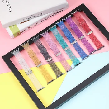 

Luxury Durable Sport Silicone Replacement Glitter Bracelet Bling Adjustable Strap Watch Band forApple Watch iWatch Series1/2/3/4