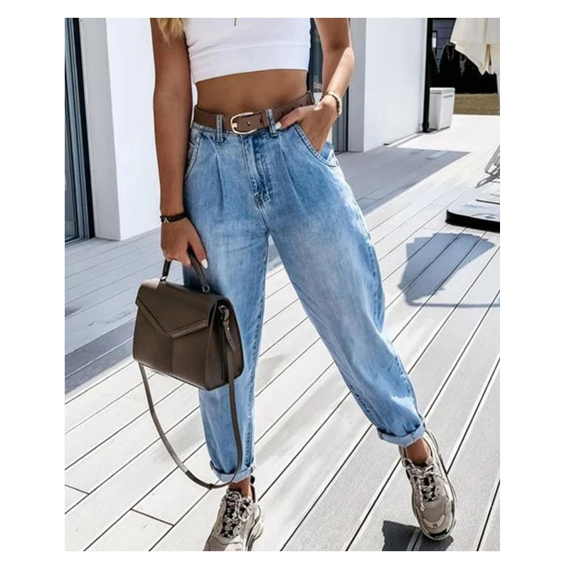 

Retro High Waist Washed Women Jeans Vintage Wide Leg Ladies Denim Pants New Style for Summer Autumn Women's Casual Trousers