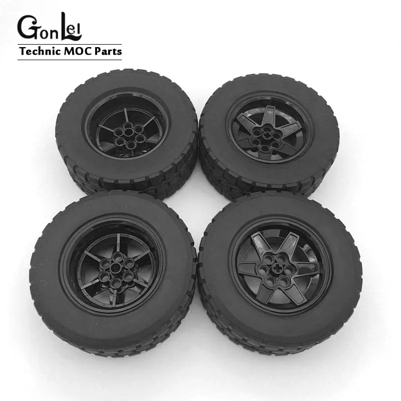 2 шт./лот MOC Brick Technic Wheel 94x38 мм ZR Rim + черная шина Hub 92912 15038 строительные блоки