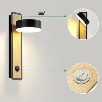

Modern Wall Lamp 350 Degree Rotating Adjustable Black/White for Bedside Bedroom Mirror Light Corridor sconce AC90-220V