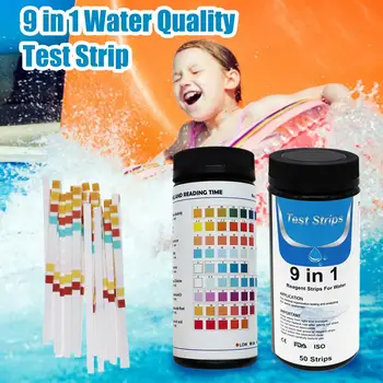50Pcs 9-In-1 PH Test Paper Residual Chlorine Value Test Strip Drinking Water Quality Tester Pool Cleaner Accessories 2 in 1 chlorine tester water quality ph