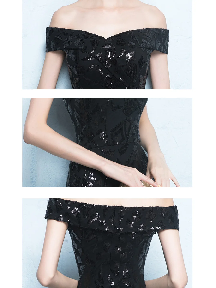 Вечернее платье с открытыми плечами Robe De Soiree, элегантные вечерние платья с блестками, с вырезом лодочкой, с коротким рукавом, вечерние платья русалки F249