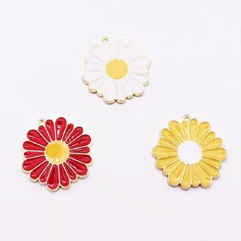 

Enamel Dripping oil petal daisy sunflower jewelry accessory headdress earring pendant cute charms Zinc Alloy 50pcs/lot