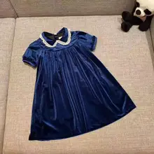 Г. Новинка; осеннее вельветовое платье высокого качества для девочек; Брендовые вечерние платья принцессы для девочек; платье для девочек с кружевным воротником
