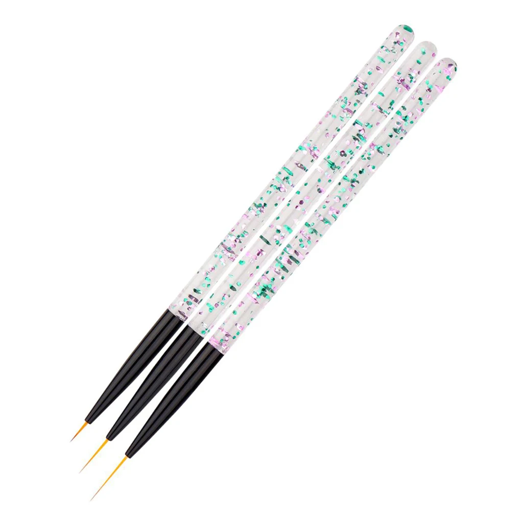3Pcs Home Salon Acrylic Nail Art Paiting Polish Design Brush Nail Dotting Pens