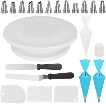 

70PCS/SET Cake Decorating Kits Supplies with Cake Turntable Cake Nozzles Cream Icing Piping Cream Pastry Decorating Tips Set