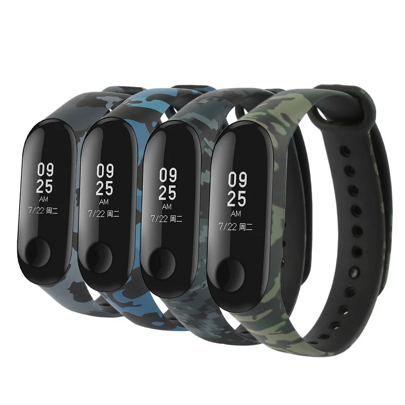 1 шт. Камуфляжный ремешок для часов Xiaomi Mi Band 3 сменный силиконовый наручных смарт