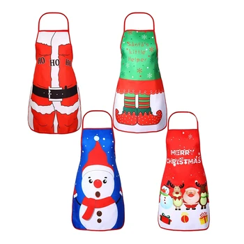 

4 Pieces Christmas Aprons Funny Cartoon Apron Adjustable Kitchen Cookie Apron for Xmas Party, 4 Styles