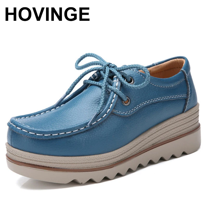 

HOVINGE Spring Summer Women Shoes Breathable Leather Women Casual Shoes Fashion Thick Sole Women Loafers Sneakers Zapatos De Muj