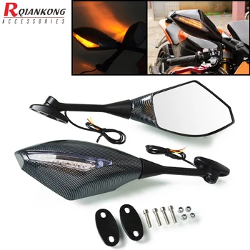 

FOR KAWASAKI Ninja 300 SUZUKI YAMAHA KTM BMW Cafe Racer Motorcycle LED Turn Signals Racing Side Rearview Light Handlebar Mirror