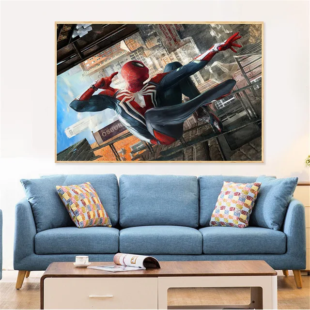 Плакат с человеком-пауком Человек-паук Печать Человек-паук Арт печать Питер Паркер настенное искусство домашний Декор без рамки - Цвет: Прозрачный