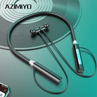AZiMiYO-auriculares inalámbricos con Bluetooth para correr, cascos deportivos con banda para el cuello, a prueba de sudor, estéreo de graves magnéticos largos, con micrófono y tarjeta TF