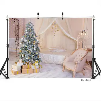 

Christmas Trees Light String Chair Bed Background Decor For Baby Shower Children Portrait Photography Backdrop Photo Studio Prop