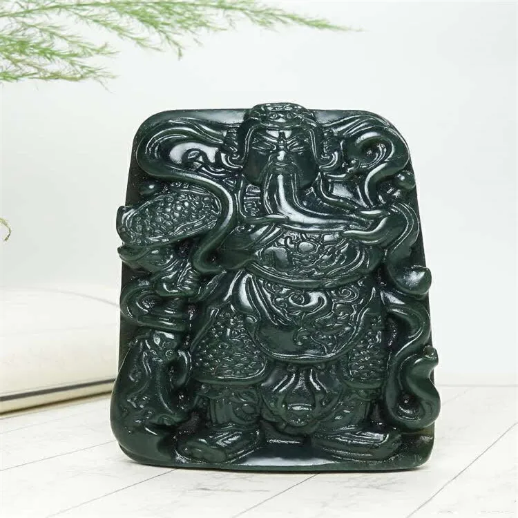 

Jewelry Hetian Jade Guan Gong pendant Zhongyi sword jade pendant