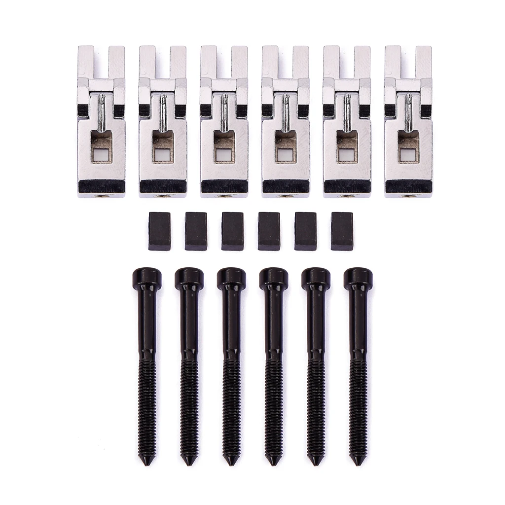 6 X High Quality Electric Bass Roller Saddles Bridge Double Locking Tailpiece