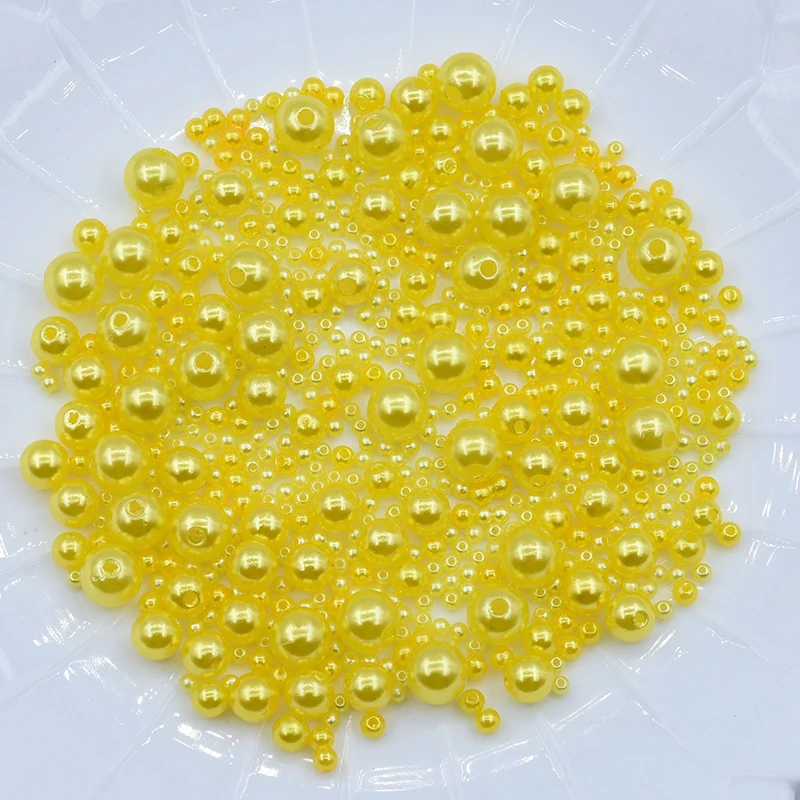 Yellow 3-10 мм мульти размер опция около 20 г/лот случайная смесь цветов без отверстий жемчуг Круглые бусины для DIY ремесло украшение для альбома - Цвет: Yellow