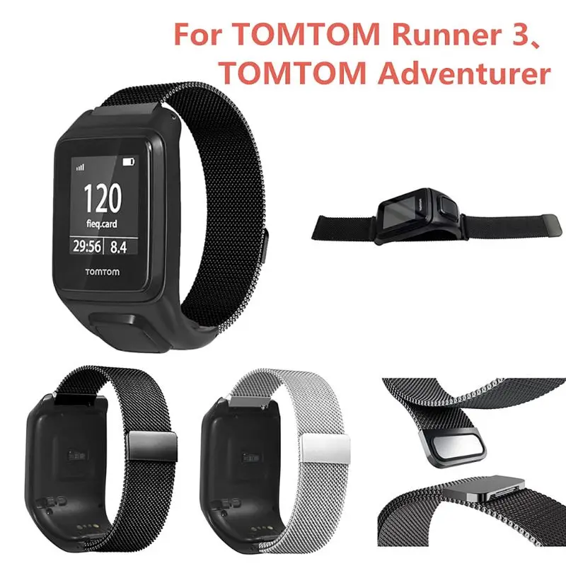 

1PC Stainless Steel Magnetic Sport Wrist Strap Watchband for TomTom Runner 3 2/Spark 3 Cardio/Music/Adventurer/Golfer 2