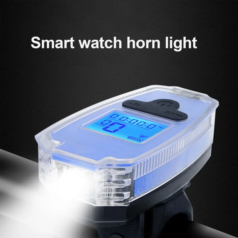 

Cycling USB Bicycle Front Flashlight Meter Biking Portable Dustproof Handlebar Light LCD with Horn Speed Cycling Parts