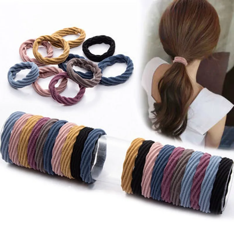 10Pcs Fashion Elastic Hair Bands Rubber Hairband Girls Women Solid Color Hair Hoop Scrunchie Ponytail Holder Hair Accessories
