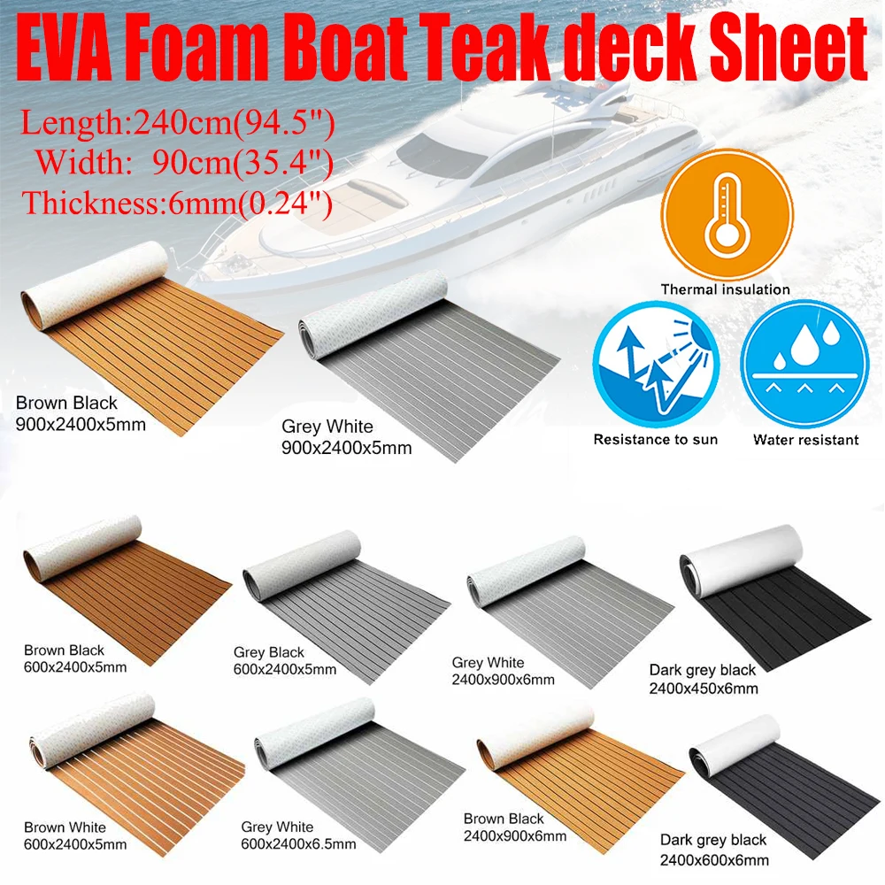 EVA Foam Faux Teak Decking Sheet Yacht Marine Carpet Flooring Mat Non Skid Self Adhesive Glue Sea Deck Boat Accessories 2400x550x5mm eva foam faux teak flooring decking sheet non skid self adhesive boat deck anti fatigue mat yacht flooring pad