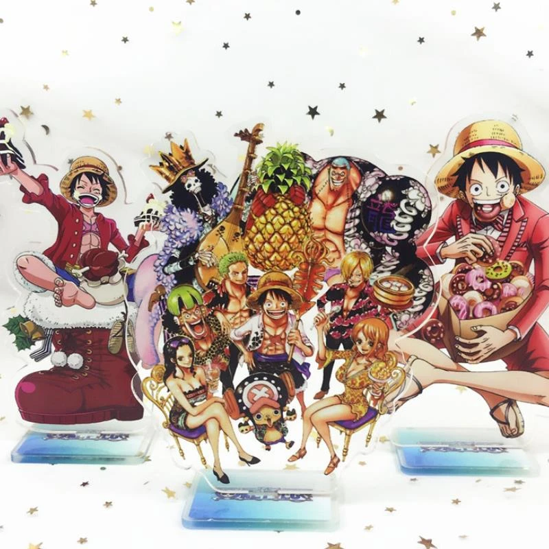 One Piece Straw Hat Pirates Group Family Luffy Acrylic Stand Figure Toy Anime Animation Art Characters Collectibles