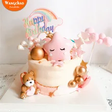 Симпатичные смолы Звезда Корона торт Топпер День рождения Торты Топпер для торта «С Днем Рождения» вечерние принадлежности Kawaii торт украшения Baby Shower