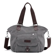 Женская сумка на плечо в стиле ретро, повседневная женская одноцветная сумка, тканевая сумка, большая Вместительная женская Холщовая Сумка