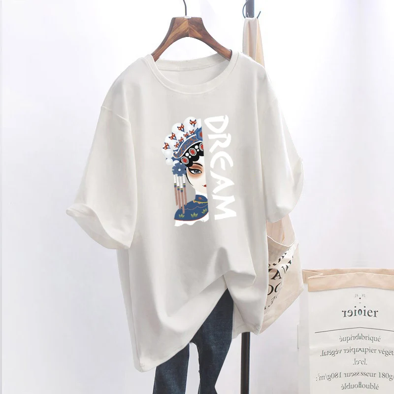

2 Pcs Beautiful Printed T Shirt Casual Women Graphic T-shirt O-neck Harajuku Tops Tee Cute Short Sleeve Tshirt Female Tshirts