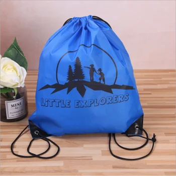 

Fashion Customized Marathon Advertising pattern little explorers Polyester Drawstring Bags Gift Sport Bag Kids backpack