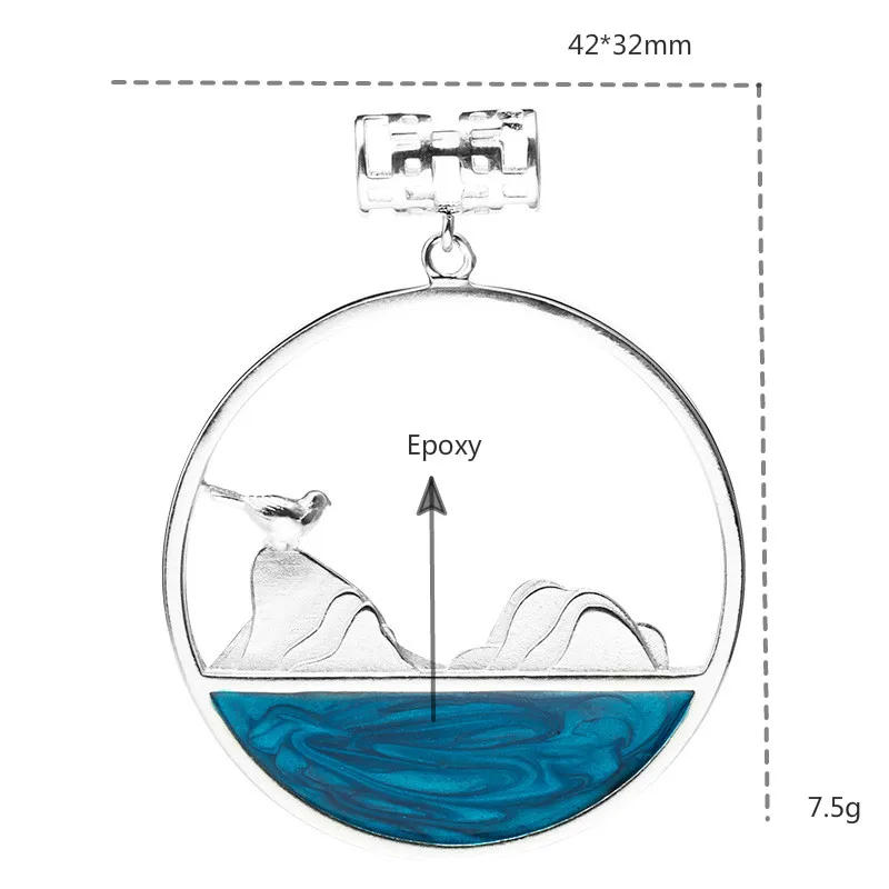 Flyleaf горное море птица обет голубое эпоксидное ожерелье s& Подвески Настоящее серебро 925 проба ожерелье для женщин ювелирные изделия дизайнер