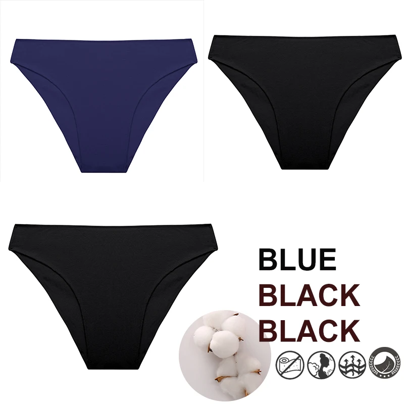 thumbnail image 1 of FINETOO-Conjunto de bragas de M-XXL para mujer, lencería de algodón, ropa interior Sexy, 7 colores sólidos, 3 unids/set, 1 of 5