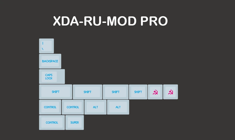 CM XDA RU P Mod Pro Kpreпаблик русский пиксельный корень России голубой пурпурный шрифт язык xda профиль краситель Sub Keycap PBT для gh60 xd60 xd84 tada68 87 104 - Цвет: CM XDA RU P Mod Pro